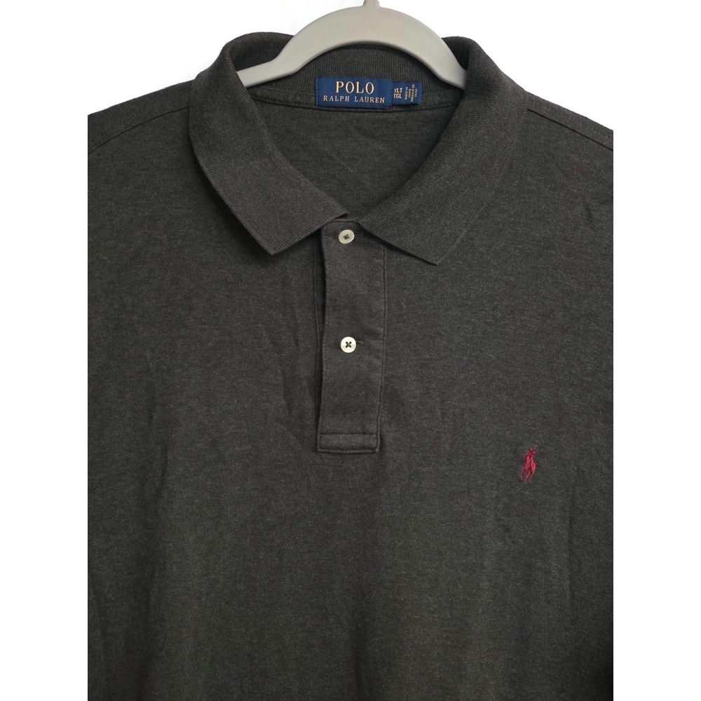Polo Ralph Lauren Mens XLT Charcoal Gray Short Sleeve Cotton Pique Polo Shirt